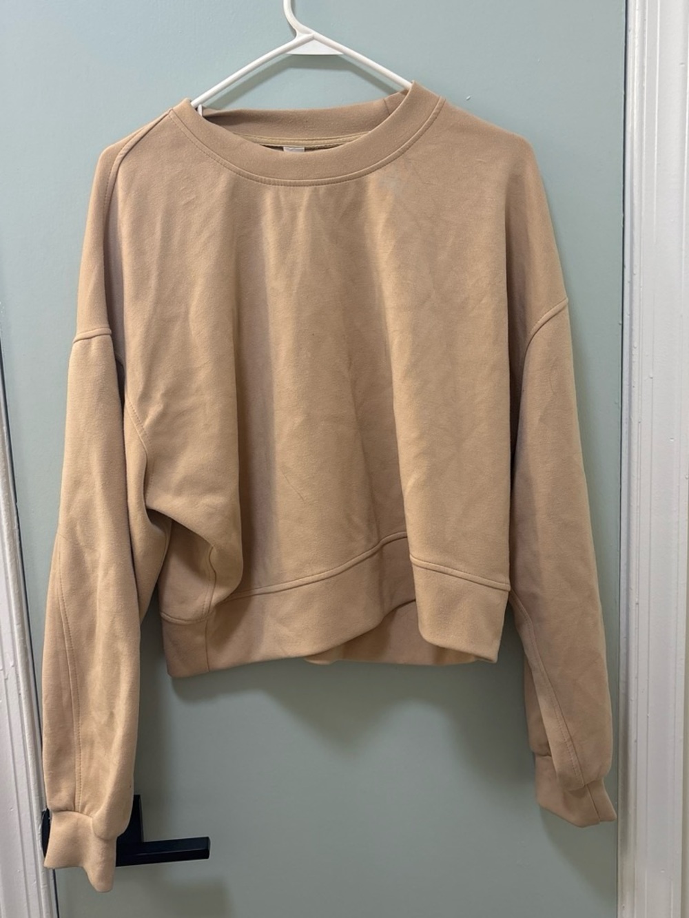 Lululemon Steady State SuperLoft Crew Beige Cropped Crewneck Sweatshirt
